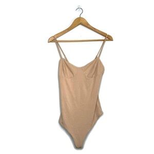 AFRM Tan Ribbed Sleeveless Body Suit Women’s Size Medium